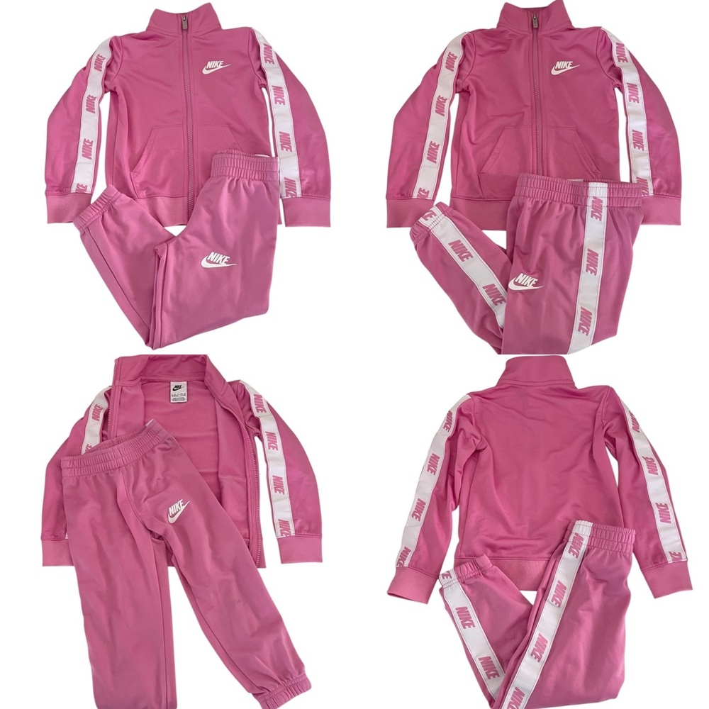 Nike Kids Pink Matching Set Zip Up Tracksuit with Logo Accents Girls 4 XS - Picture 14 of 14